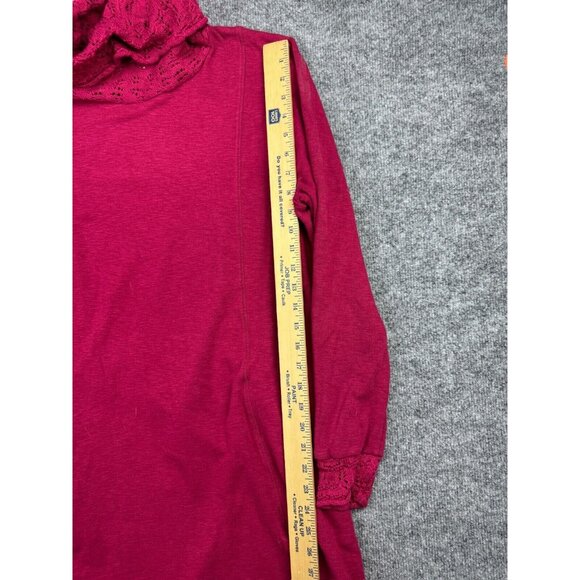 Aventura Sweater Women's XL Pink Crochet Trim Long Sleeve Turtleneck Pockets - Picture 5 of 7